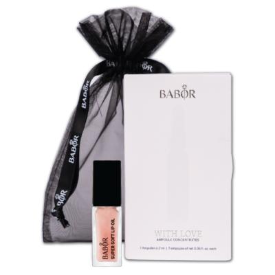 BABOR Rinkinys su White Collection ampulėmis ir lūpų blizgesiu